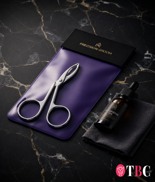 Eyebrow Tweezers Scissors with Comfortable Grip & Flat Tip Tweezers
