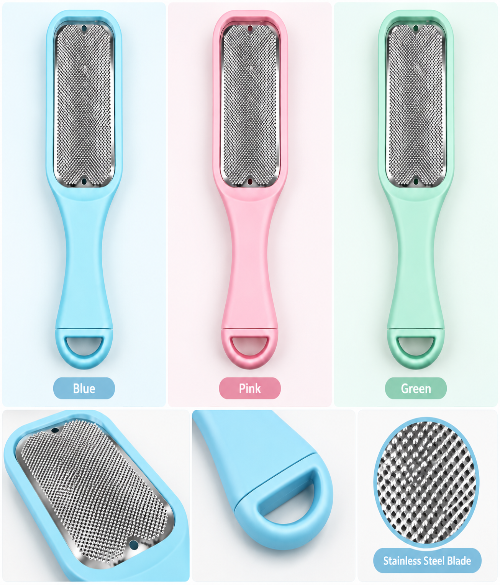 manicure foot scraper single steel surface plastic handle