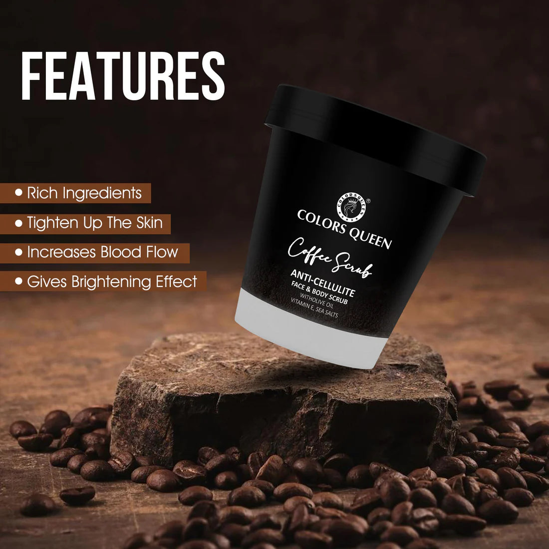 COLORS QUEEN COFFEE SCRUB ANTI CELLULITE FACE & BODY SCRUB