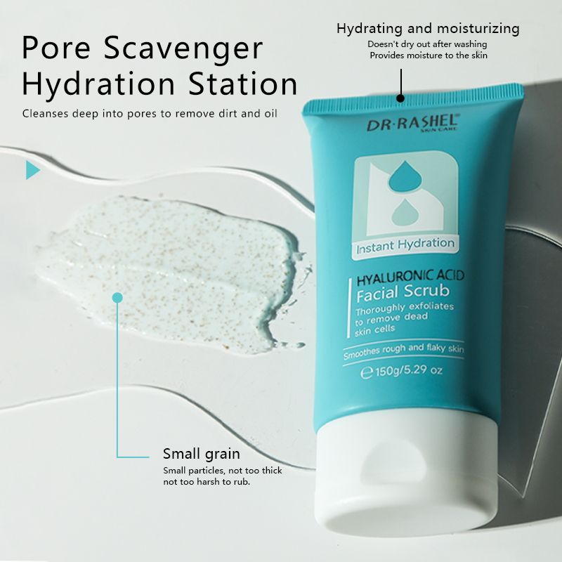 DR RASHEL Hyaluronic Acid Instant Hydrating & Moisturizing Facial Scrub Exfoliator