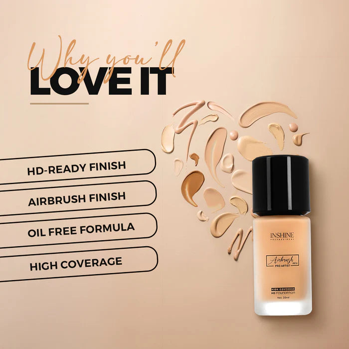 INSHINE Airbrush Finish Pro Artist High Coverage HD Foundation