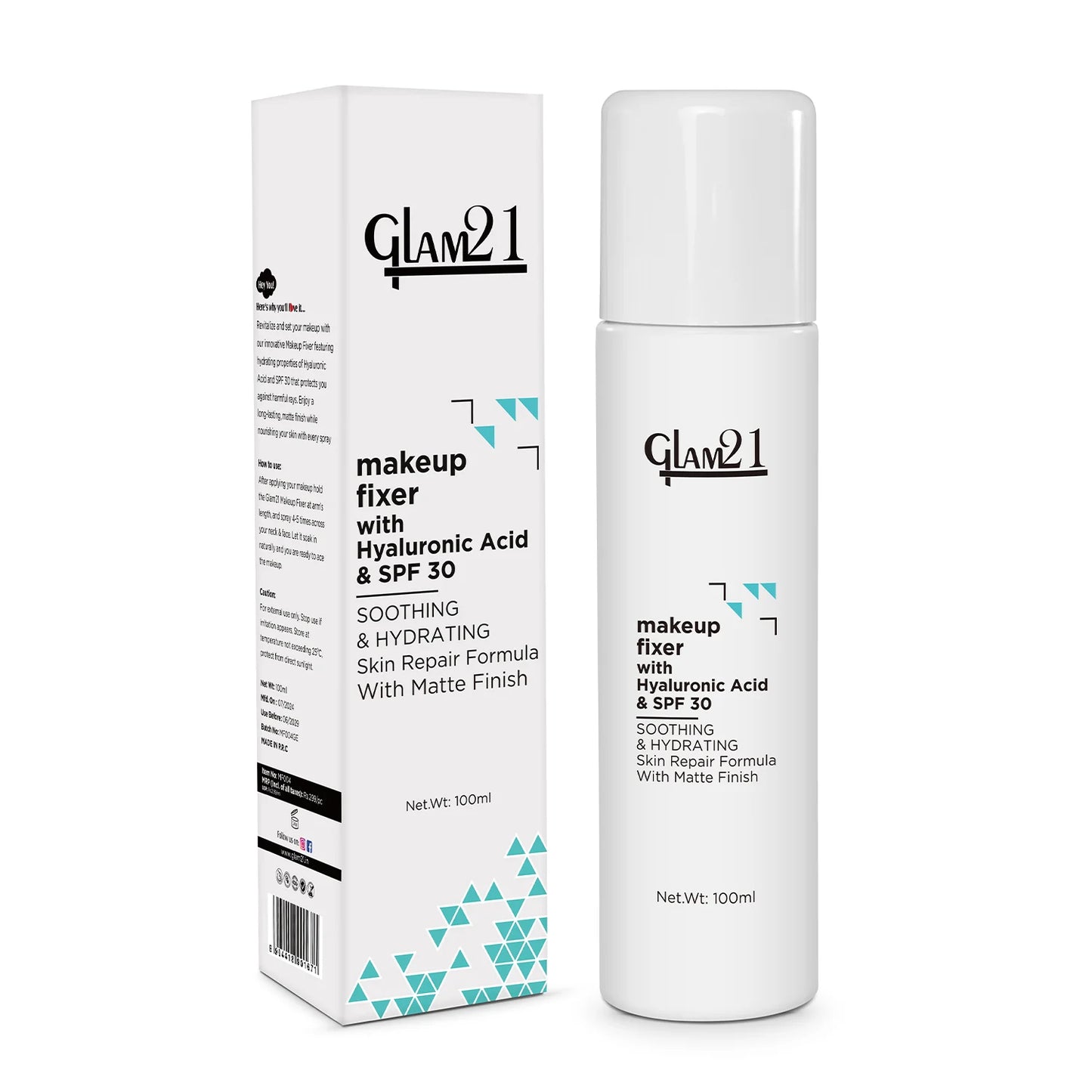 GLAM21 MAKEUP FIXER SPRAY WITH HYALURONIC ACID & SPF 30