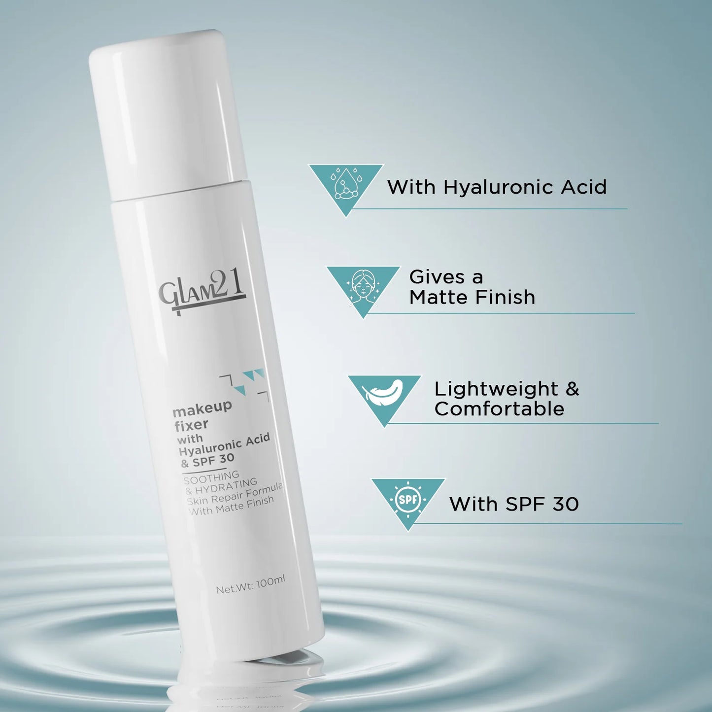 GLAM21 MAKEUP FIXER SPRAY WITH HYALURONIC ACID & SPF 30