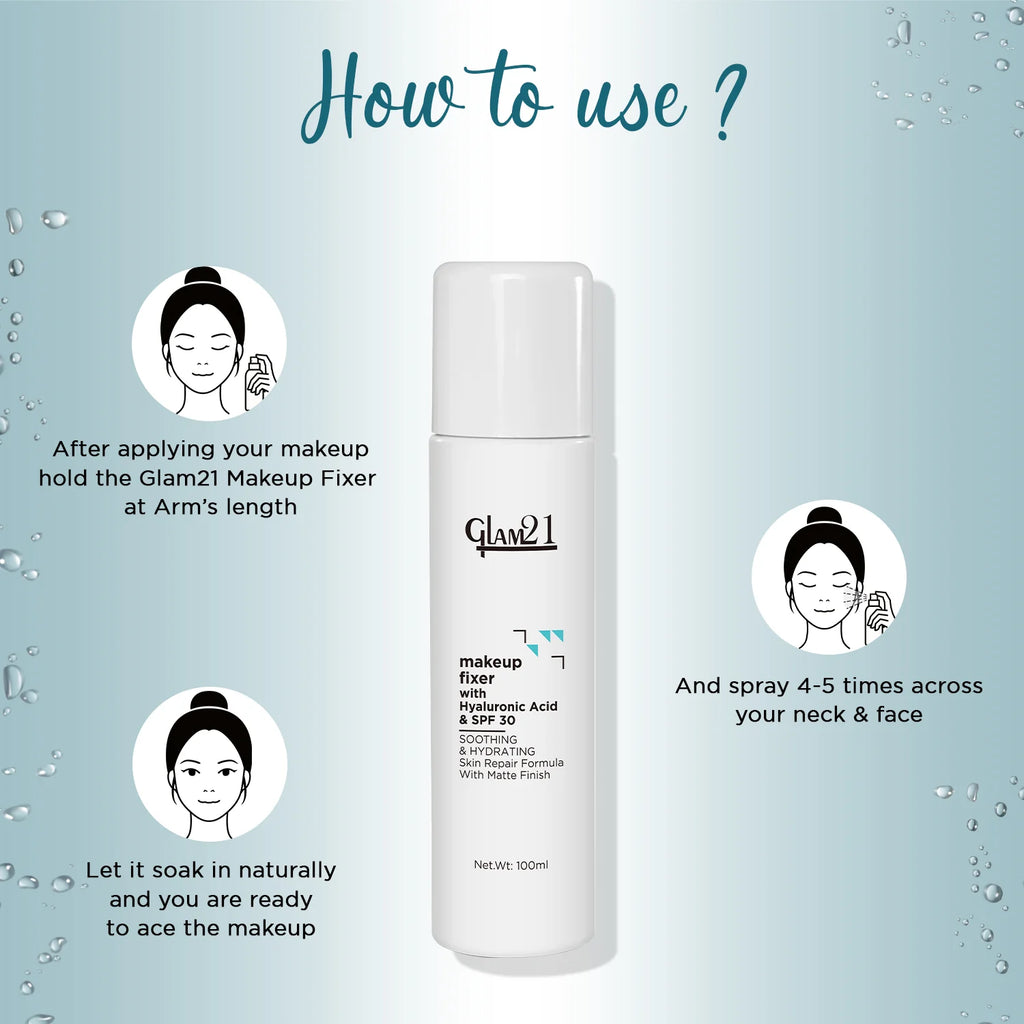 GLAM21 MAKEUP FIXER SPRAY WITH HYALURONIC ACID & SPF 30