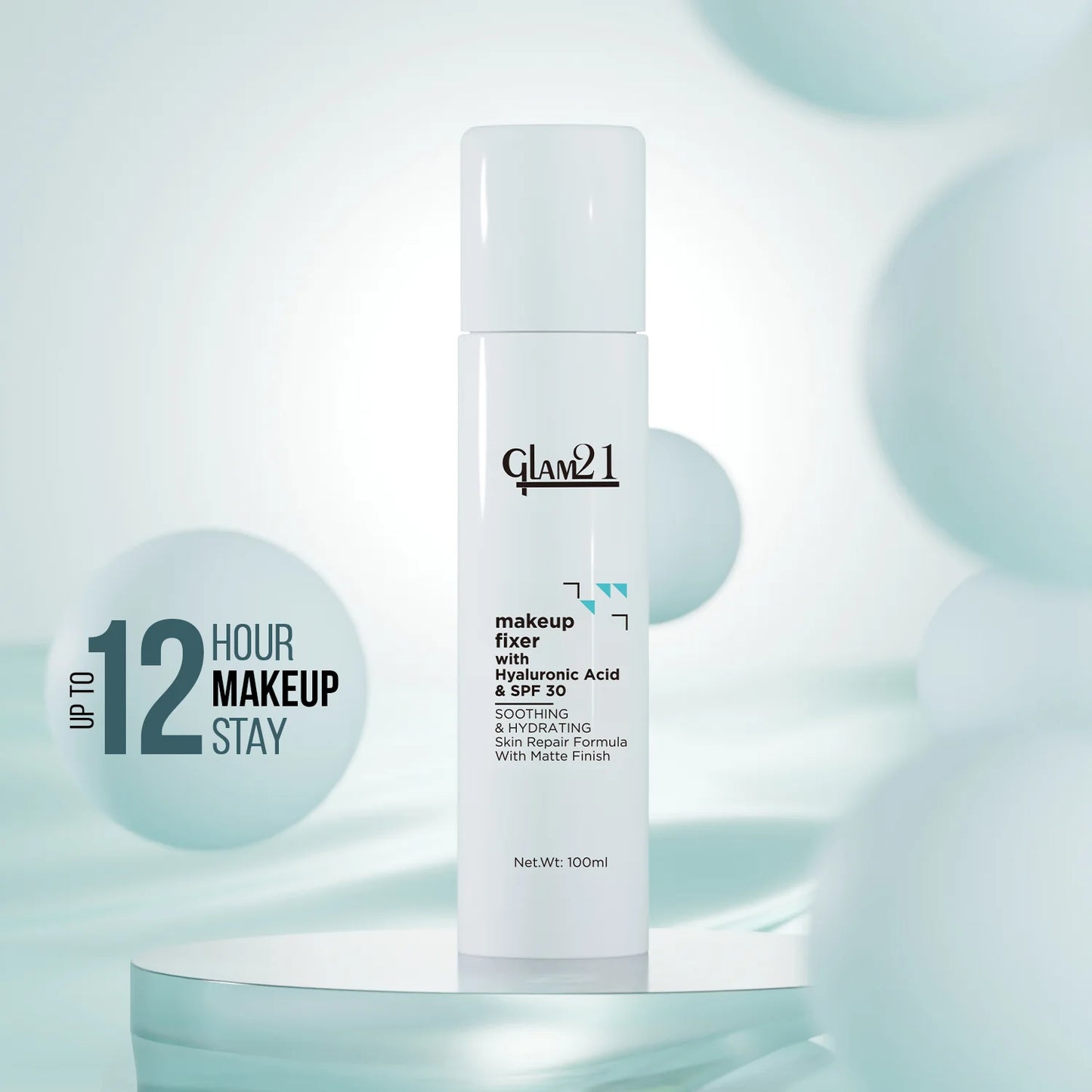 GLAM21 MAKEUP FIXER SPRAY WITH HYALURONIC ACID & SPF 30