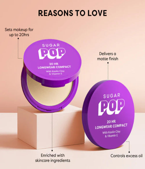SUGAR POP 20 HR Longwear Compact with Kaolin Clay  &  Vitamin E