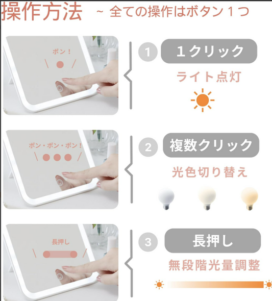 LED Tablet-Shaped Mirror with Stepless Dimming
