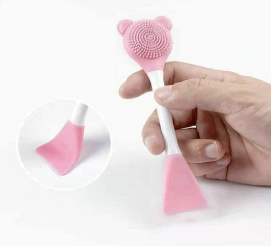 2-in-1 Soft Silicone Bear Face Cleansing Brush Hand