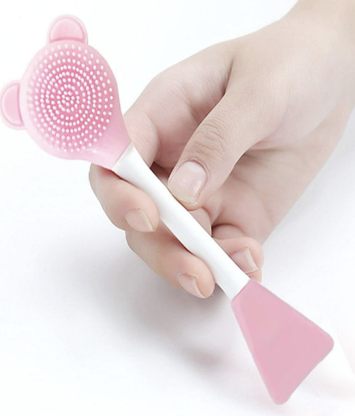 2-in-1 Soft Silicone Bear Face Cleansing Brush Hand