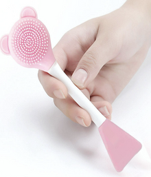 2-in-1 Soft Silicone Bear Face Cleansing Brush Hand