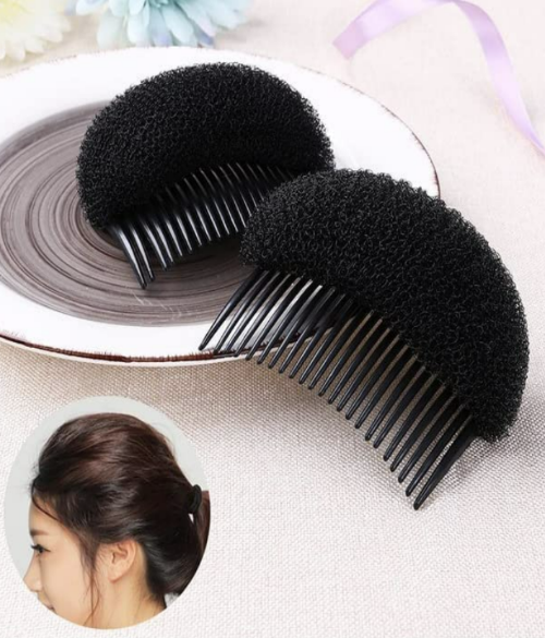 Set Of 2 Volumizer Puff Donut With Comb For Girls And Womans hair styling tool