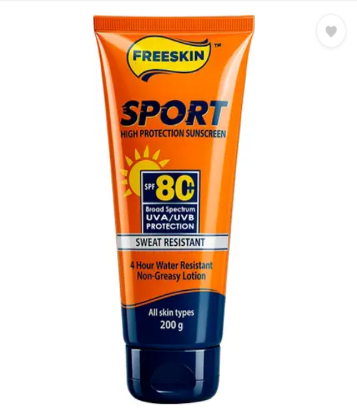 Free Skin Sunscreen - SPF 80+ PA+++ Sport High Protection Broad Spectrum UVA/UVB Protection Sweat Resistant (200 g)