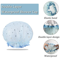 Double Layer Waterproof Lace Hair Shower Cap
