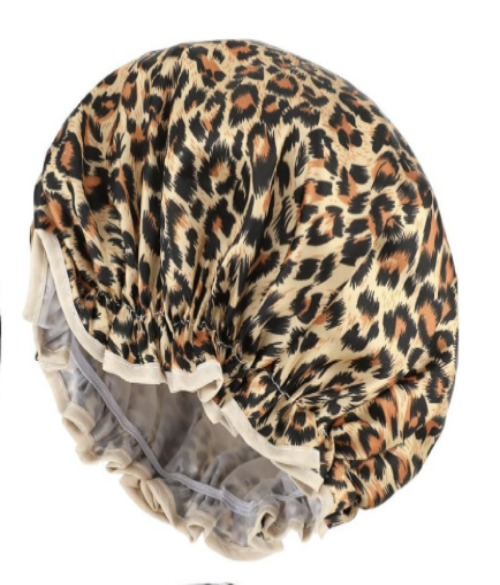 Leopard Shower Cap Reusable Bath Cap Waterproof