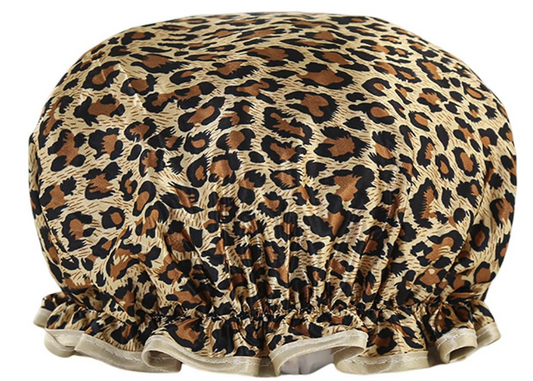 Leopard Shower Cap Reusable Bath Cap Waterproof