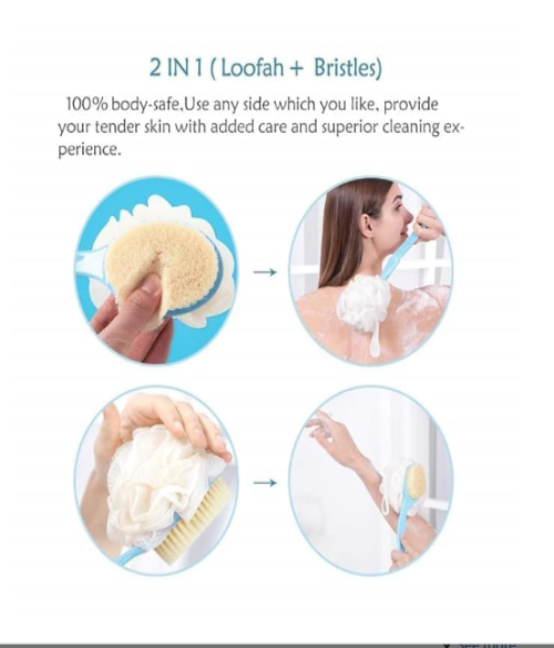Body Bath Shower Back Brush – Spa Scrubber with Long Handle