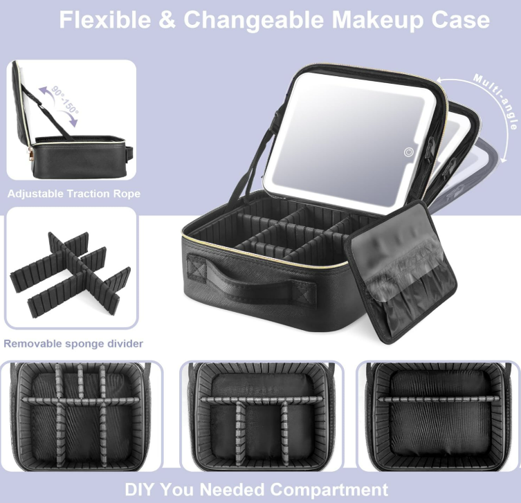Travel Makeup Cosmetic Bag Lighted Bag With Mirror