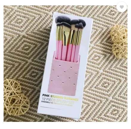 Pink Studded Elegance 12-Piece Brush Set