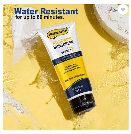 Free Skin Sunscreen - SPF 30+ PA+++ Kojic Acid Fades Pigmentation & Dark Spots High UVA Shield (200 g)