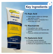Free Skin Sunscreen - SPF 30+ PA+++ Kojic Acid Fades Pigmentation & Dark Spots High UVA Shield (200 g)