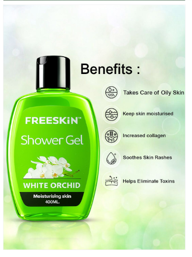 FREESKIN SHOWER GEL WHITE ORCHID MOISTURISING SKIN 400ML