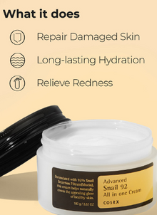 COSRX Advanced Snail 92 All in One Repair Cream with 92% Snail Mucin for Moisturizing-100g