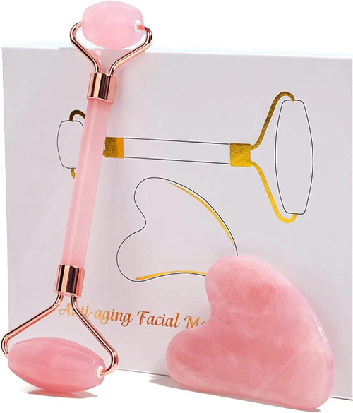 Jade Roller &  Gua Sha Set – Natural Rose Jade