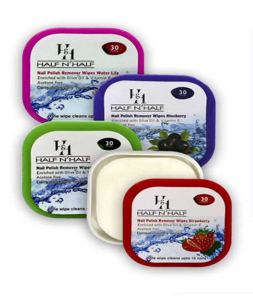 HALF 'N' HALF SET OF 6 NAIL POLISH REMOVER WIPES