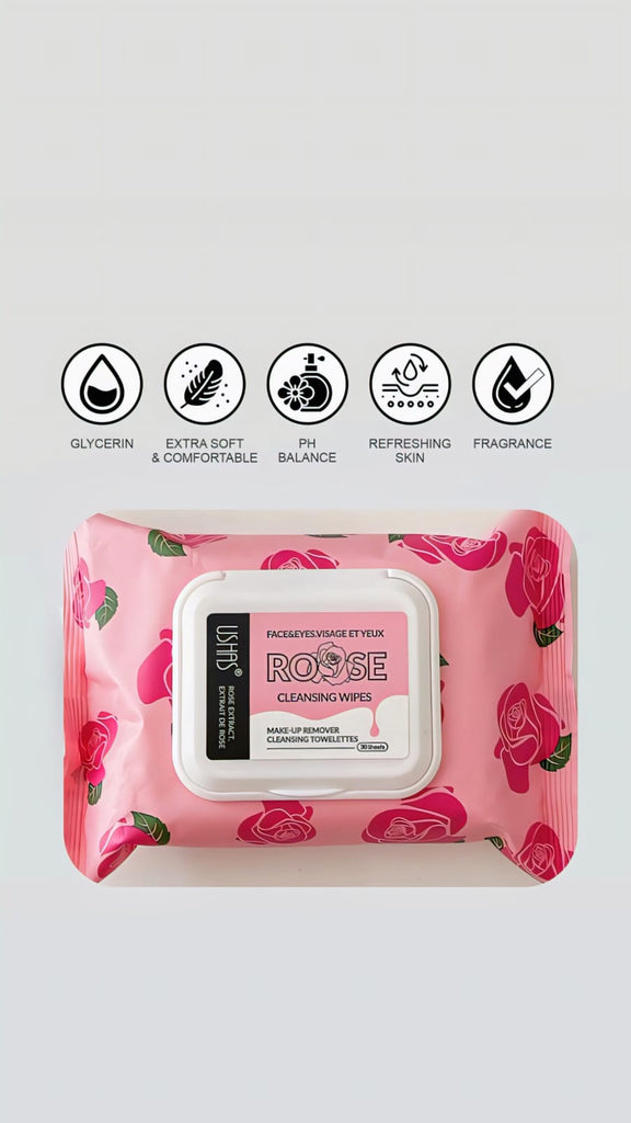 USHAS Rose Extract Cleansing Wipes