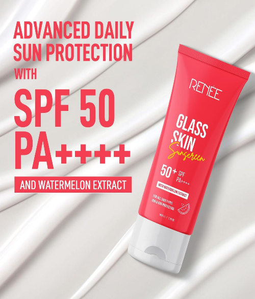 RENEE Glass Skin Sunscreen, SPF 50+ PA++++, Watermelon Extract, All Skin Types, 50g