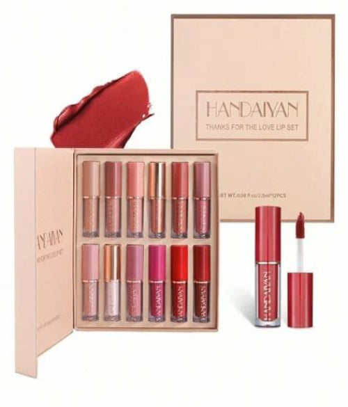 HANDAIYAN Liquid Lipstick Set – "Thanks for the Love" (12 Colors)