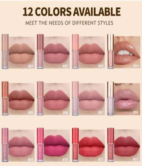 HANDAIYAN Liquid Lipstick Set – "Thanks for the Love" (12 Colors)