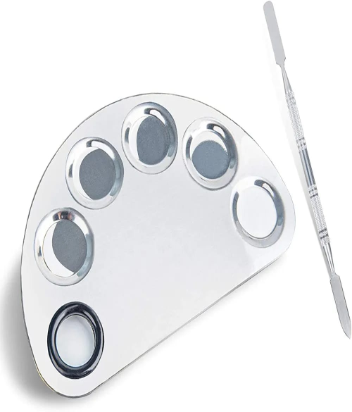 Makeup Mixing Color Plate/Pallete stainless Steel with Spatula