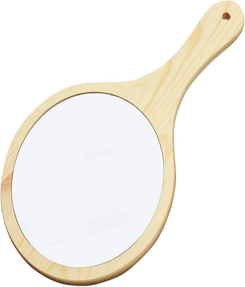 WOODEN HANDLE MIRROR SMALL SIZE (ROUND)