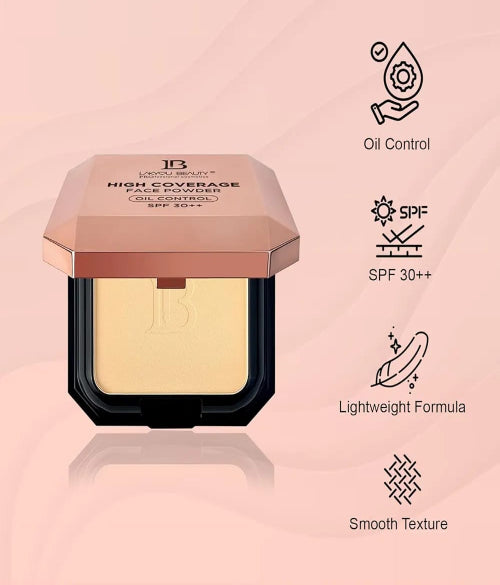Lakyou Beauty 2in1 High Coverage Compact Powder  Oil Control  SPF-30++