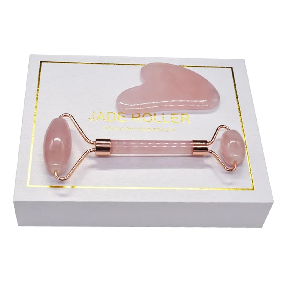 Jade Roller & Gua Sha Set – Pink Edition