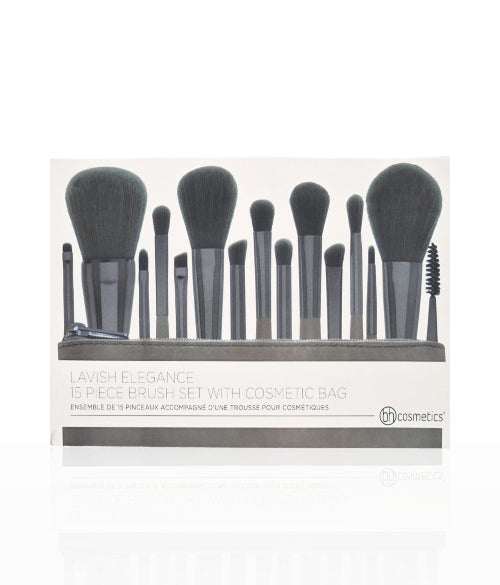 BH Cosmetics Lavish Elegance 15-Piece Brush Set with Cosmetic Bag