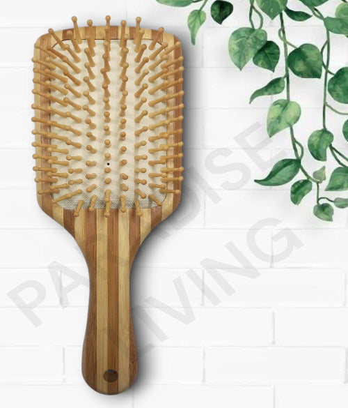 Wooden Paddle Hair Brush with Bamboo Bristles