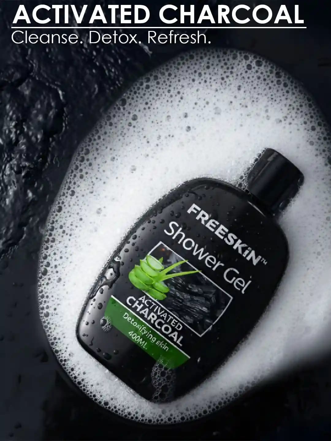 Freeskin Activated Charcoal Shower Gel With Aloe Vera - 400 ml