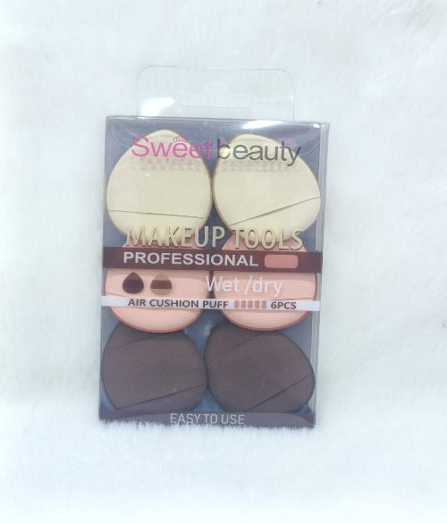 Sweet Beauty Professional Wet/Dry Air Cushion Puff Set – 6 Pieces