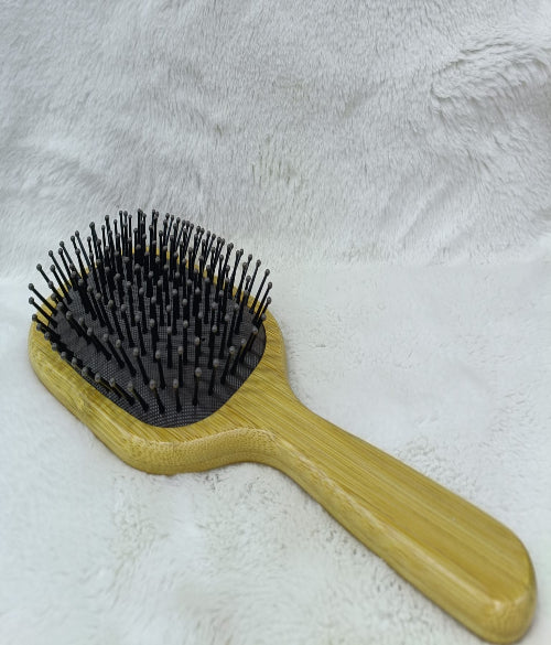 Wood Hair Brush-Paddle Hair brush with Metal Pin Bristles-Wooden Brush for Hair