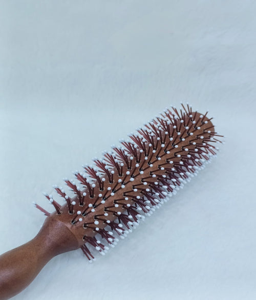 Round Brush with Wooden and Brown Colored Handle with Brown Brush Colored Head (Brown)