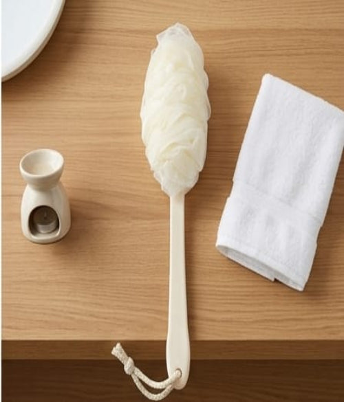 Long Handle Bath Shower Brush – Soft Nylon Mesh Back Scrubber