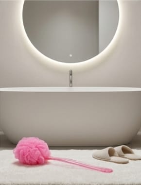 Large Bath Puff Loofah Sponge with Long Handle – Spa Body Back Brush