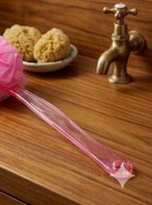 Large Bath Puff Loofah Sponge with Long Handle – Spa Body Back Brush