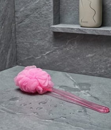 Large Bath Puff Loofah Sponge with Long Handle – Spa Body Back Brush