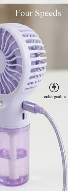 USB Rechargeable Handheld Misting Fan – Cool & Hydrating Comfort
