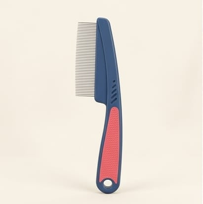Flea Comb with Rubber Handle – Professional Grooming Comb for Dogs & Cats