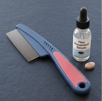 Flea Comb with Rubber Handle – Professional Grooming Comb for Dogs & Cats