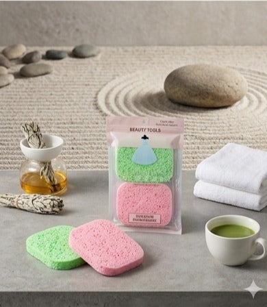 Set of 2 Facial Cleansing Sponge – Soft & Reusable Face Care Essential